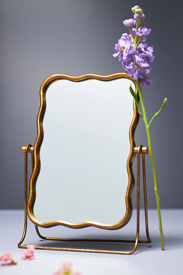 Anthropologie Coquille Vanity Mirror In Gold