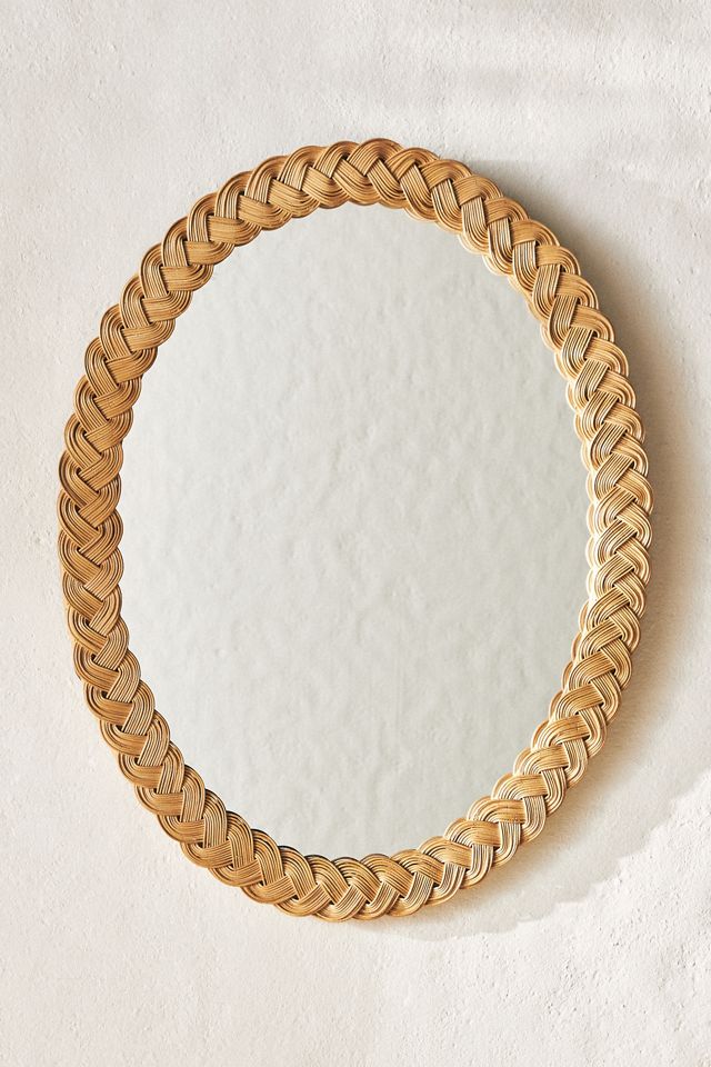 Tara Braided Rattan Oval Wall Mirror #1