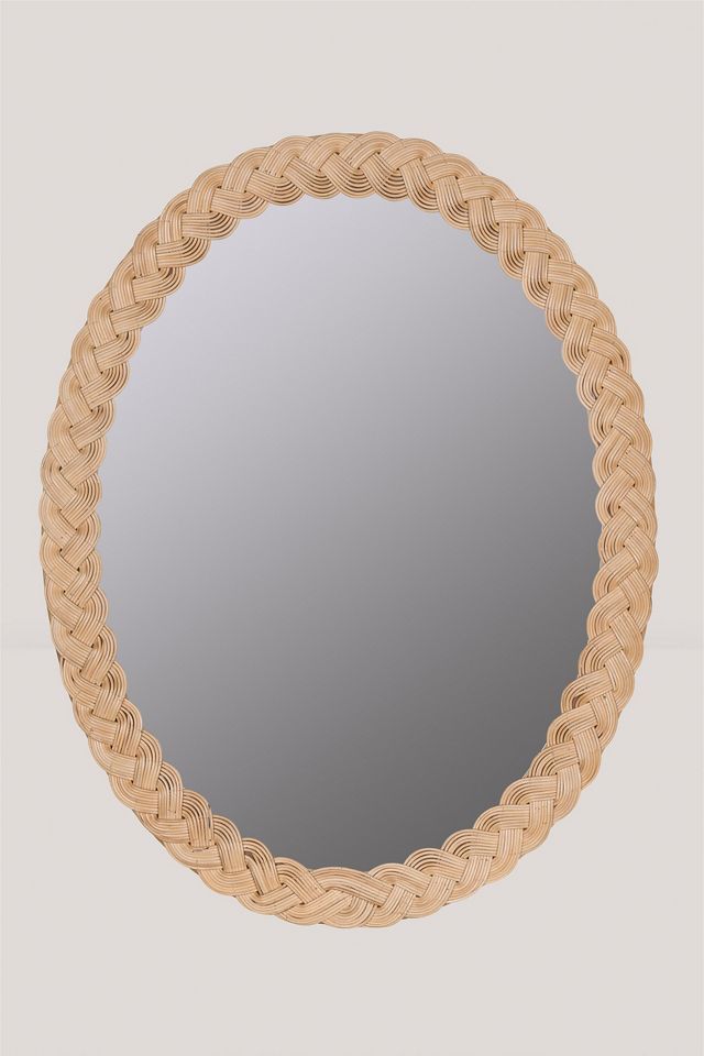 Tara Braided Rattan Oval Wall Mirror #3
