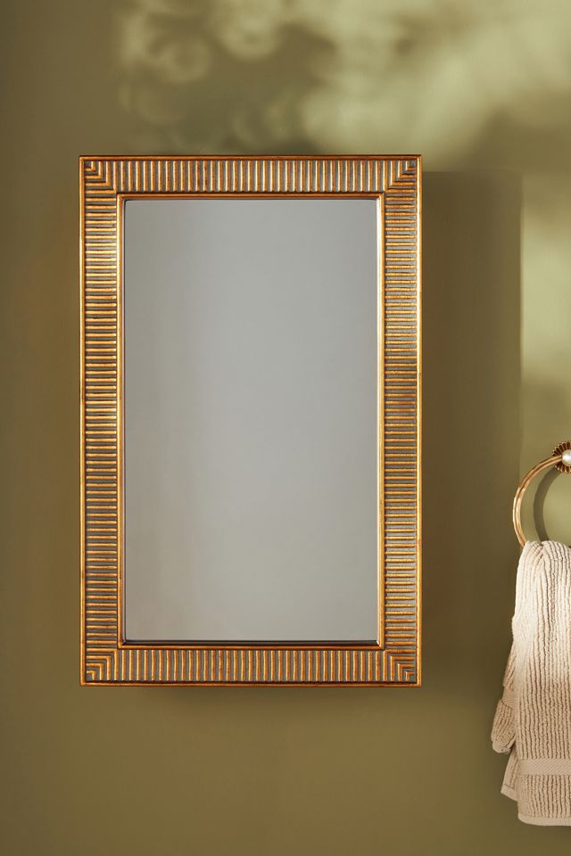 Abbott Antique Gold Resin Mirrored Bathroom Wall Cabinet #4
