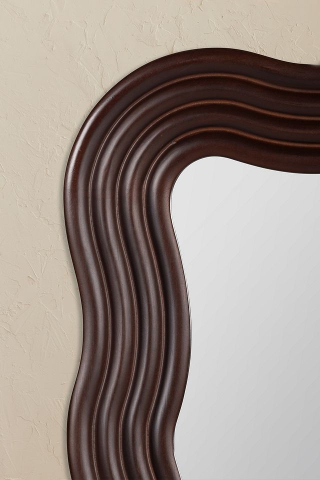 Kendra Wavy Mahogany Mirrored Bathroom Wall Cabinet #2