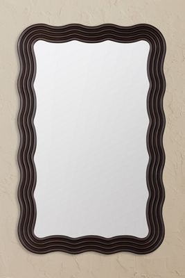 Kendra Wavy Mahogany Mirrored Bathroom Wall Cabinet