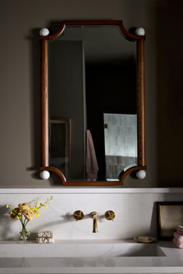 Anthropologie Perry Wooden Stone Mirror