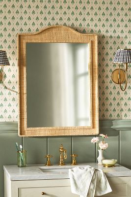 ANTHROPOLOGIE HILLTOP RAFFIA ARCH WALL MIRROR 