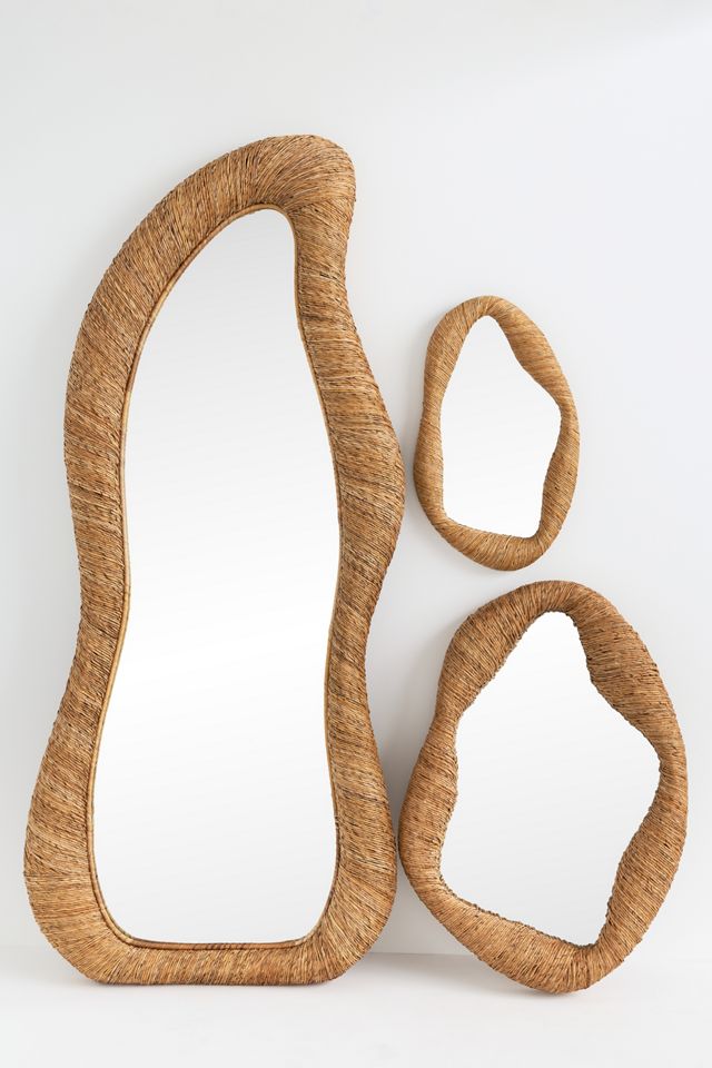 Jolene Undulating Wrapped Rattan Mirror #1