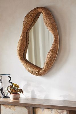 Jolene Undulating Wrapped Rattan Mirror