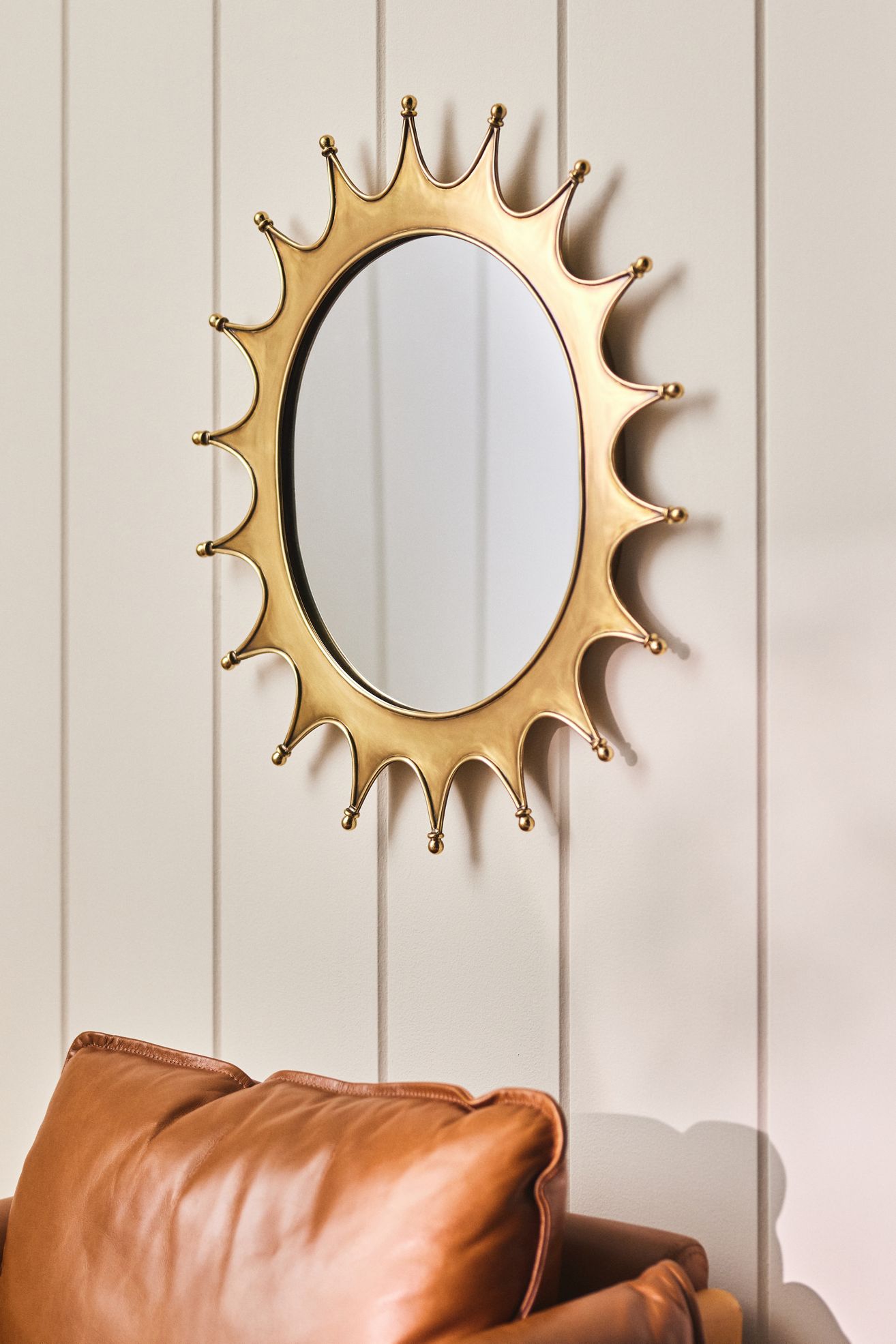 Soleil Brass Sun Wall Mirror - Aged Brass, Standard, S