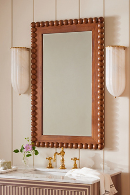 Anthropologie Mara Wood Bobbin Mirror In Brown