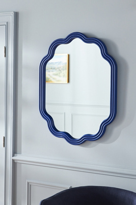Anthropologie Clara Wood Scalloped Wall Mirror