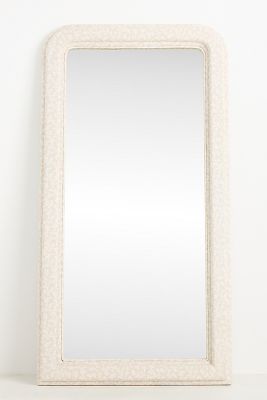 Anthropologie Jodi Upholstered Fabric Mirror In Neutral
