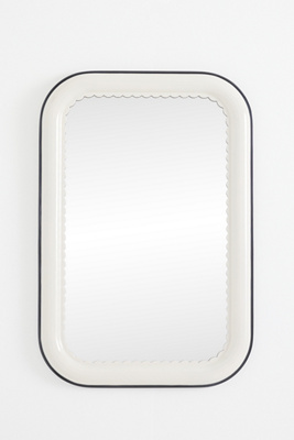Anthropologie Merritt Scalloped Bath Portrait Wall Mirror In White