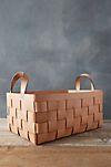 Wide Weave Leather Basket #3