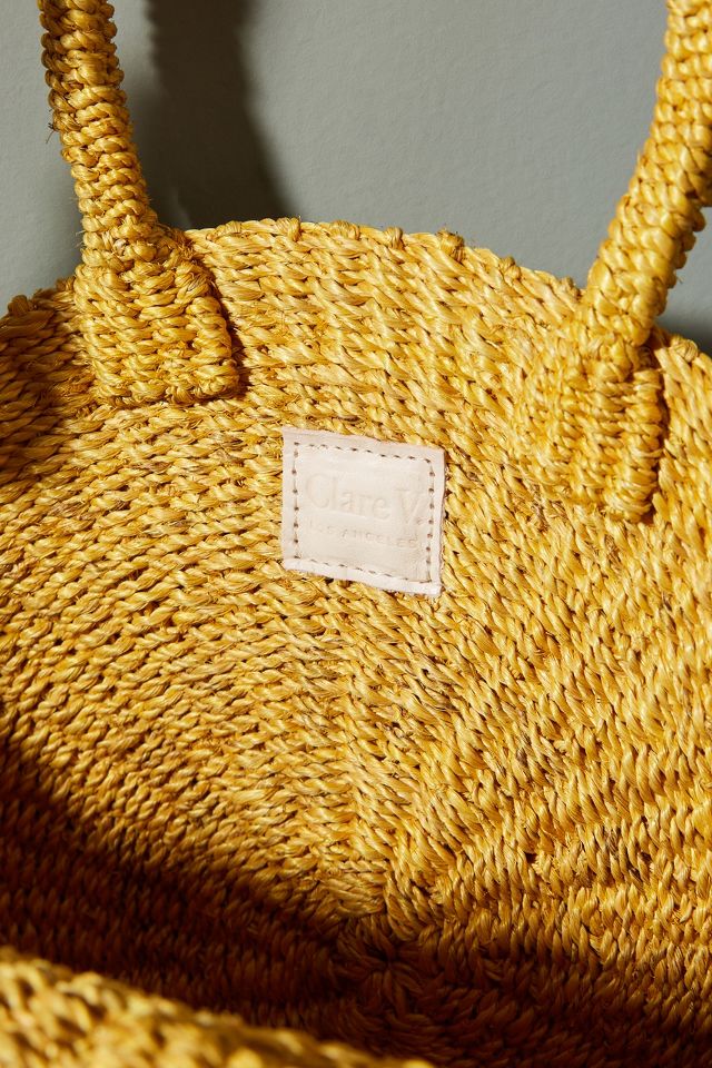 clare v circle straw bag — bows & sequins