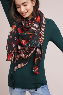 Floral Tasseled Scarf