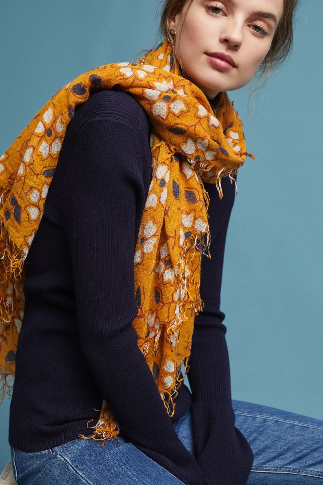 Autumn Floral Cashmere Scarf | Anthropologie