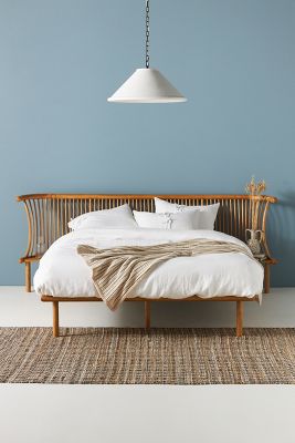 Anthropologie Mathilde Ash Wood King Size Bed Frame With Bedside Tables In Brown