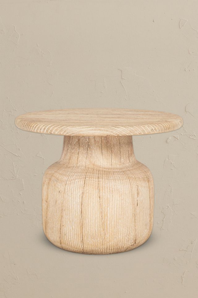 nkuku Vivan Grooved Wood Side Table #1