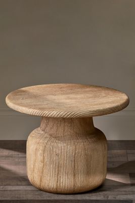 nkuku Vivan Grooved Wood Side Table