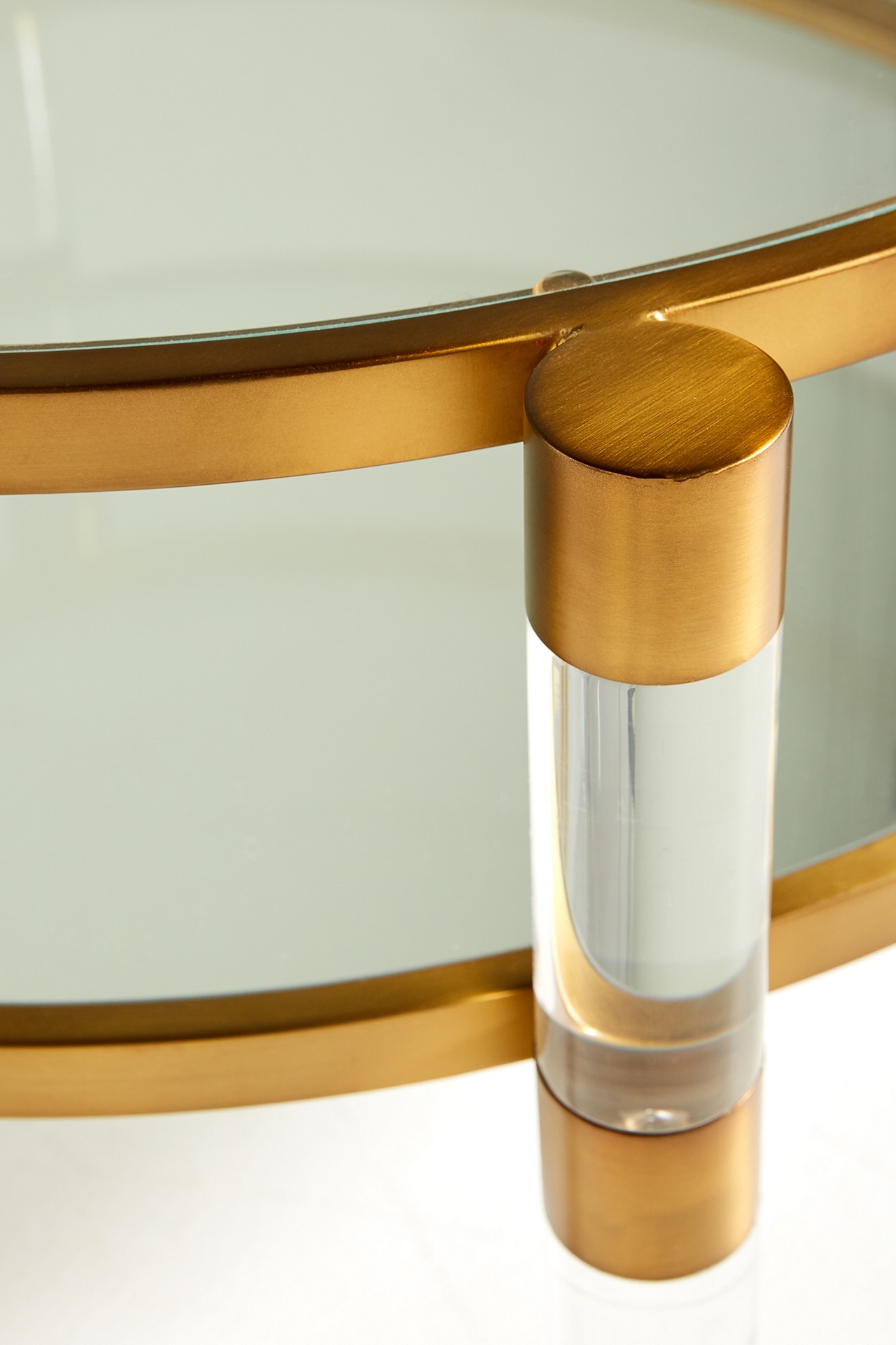 Oscarine Lucite Round Mirrored Coffee Table