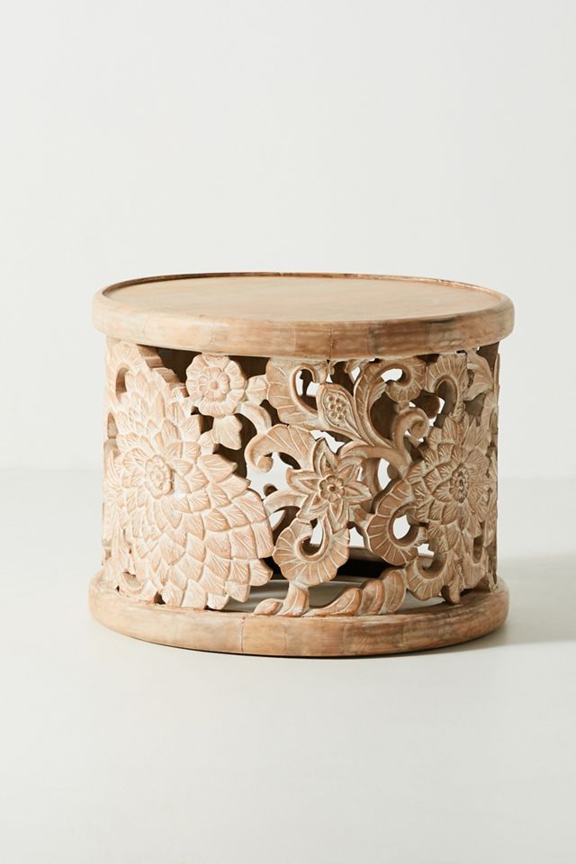 Handcarved Lotus Side Table #1