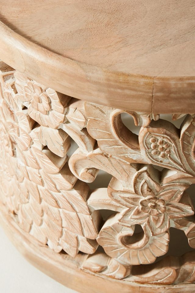 Handcarved Lotus Side Table #2