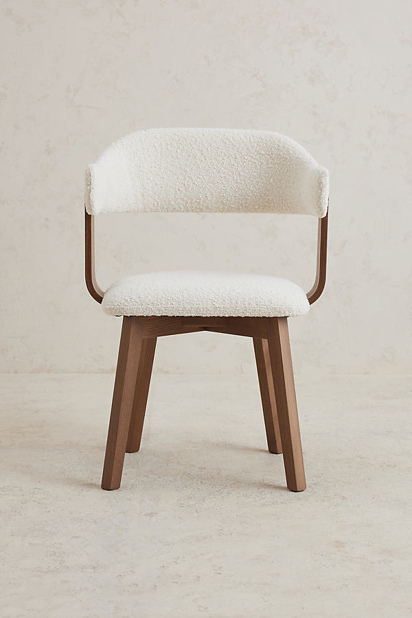 Brooke Boucle-Upholstered FSC Beech Wood Swivel Dining Chair