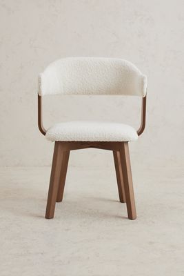 Brooke Boucle-Upholstered Beech Wood Swivel Dining Chair