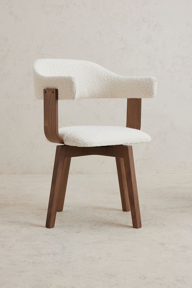 Brooke Boucle-Upholstered Beech Wood Swivel Dining Chair #2