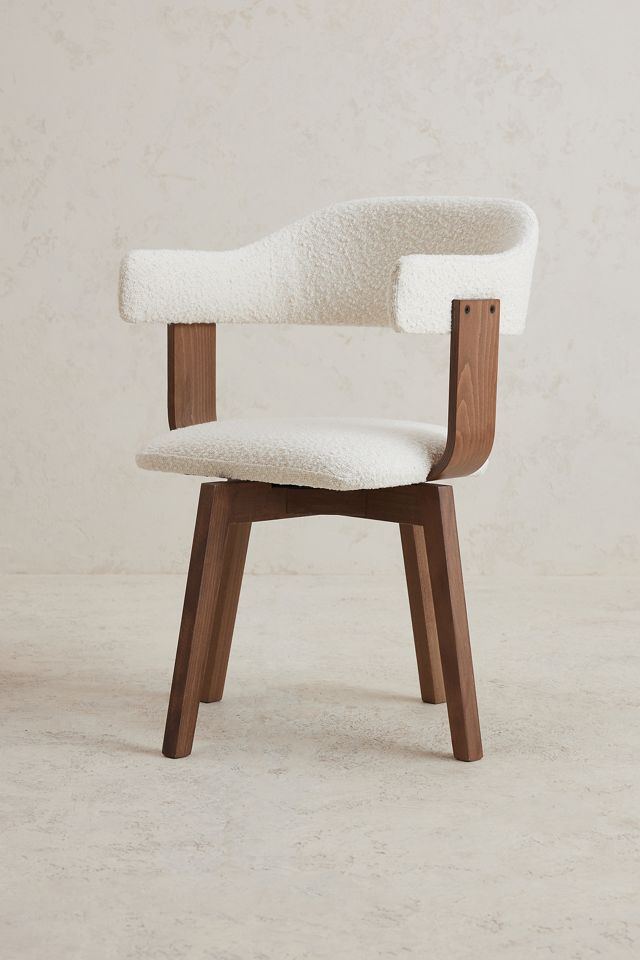 Brooke Boucle-Upholstered Beech Wood Swivel Dining Chair #3