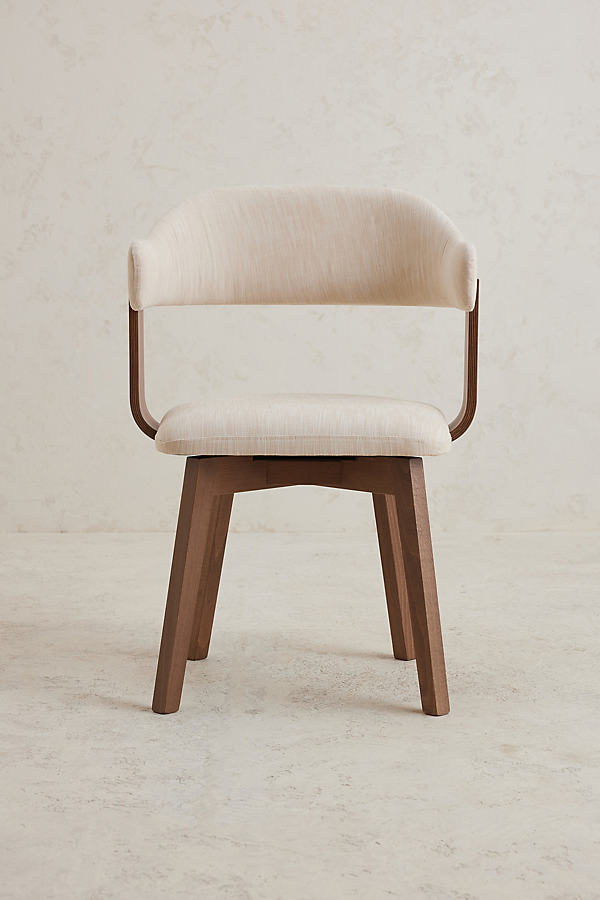Brooke Cotton-Upholstered FSC Beech Wood Swivel Dining Chair