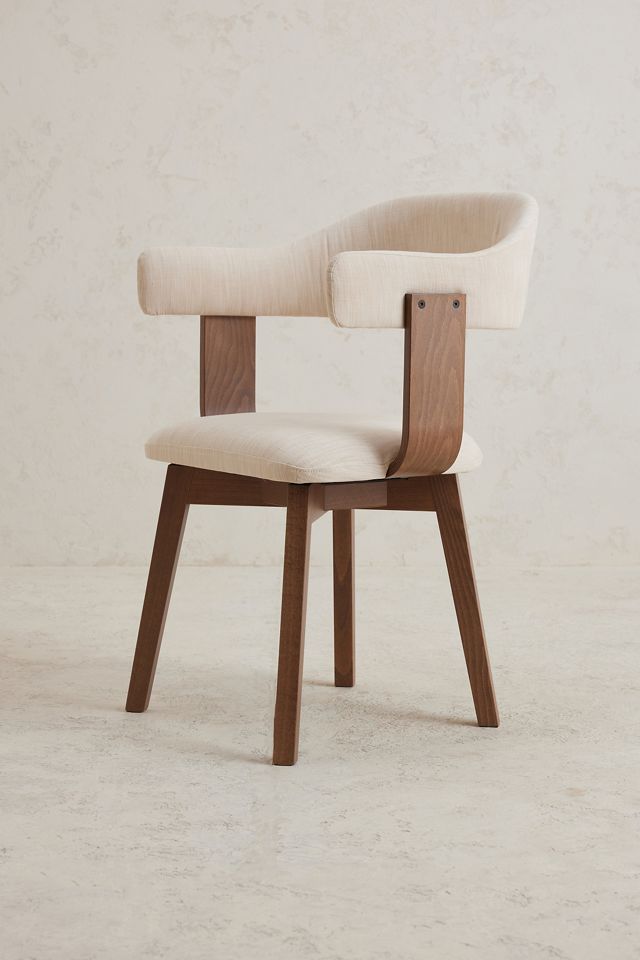Brooke Boucle-Upholstered Beech Wood Swivel Dining Chair #1