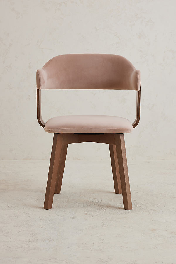 Brooke Velvet-Upholstered FSC Beech Wood Swivel Dining Chair