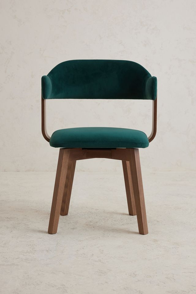 Brooke Velvet-Upholstered Beech Wood Swivel Dining Chair #1
