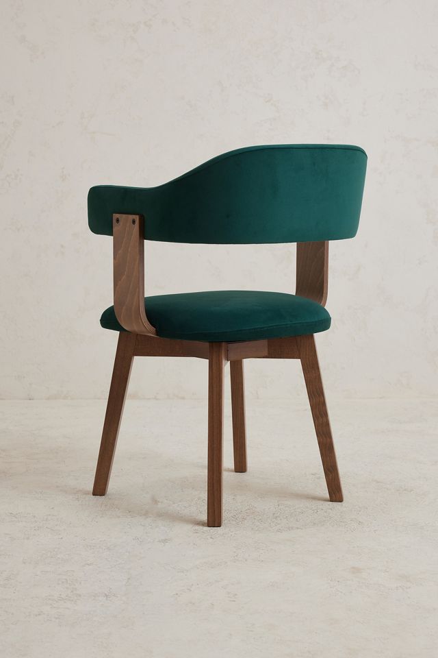 Brooke Velvet-Upholstered Beech Wood Swivel Dining Chair #3