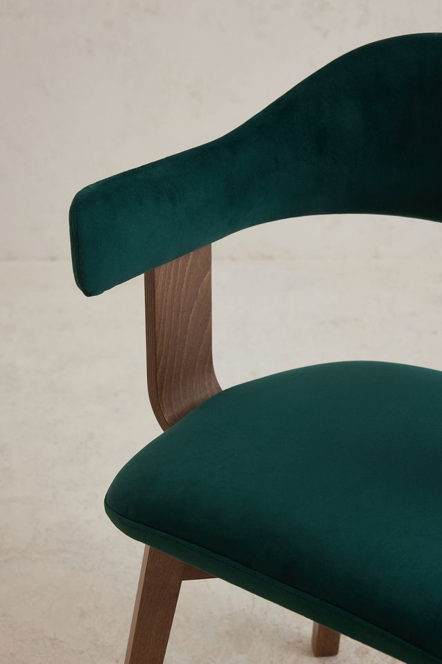 Brooke Velvet-Upholstered Beech Wood Swivel Dining Chair #4