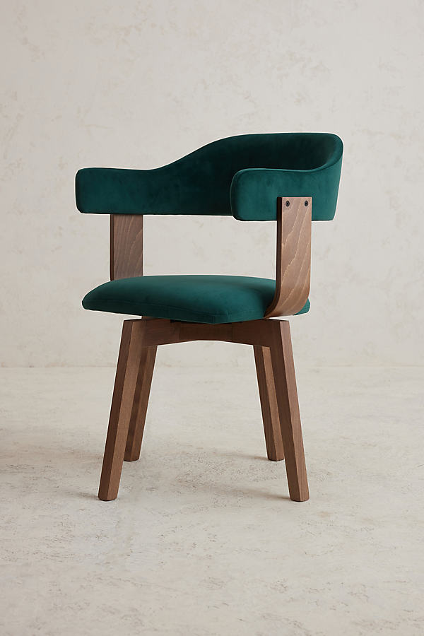 Brooke Velvet-Upholstered FSC Beech Wood Swivel Dining Chair