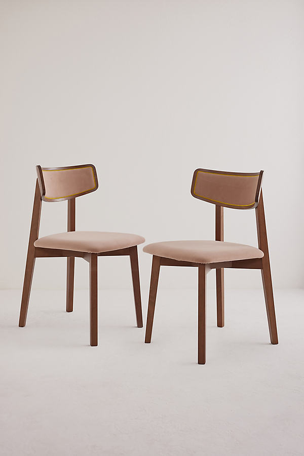 Amy Velvet-Upholstered FSC Beech Wood Dining Chairs, Set of 2