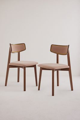 Amy Velvet-Upholstered Beech Wood Dining Chairs, Set of 2