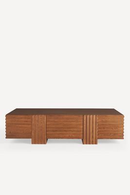 Omari Carved Oak Rectangle Coffee Table