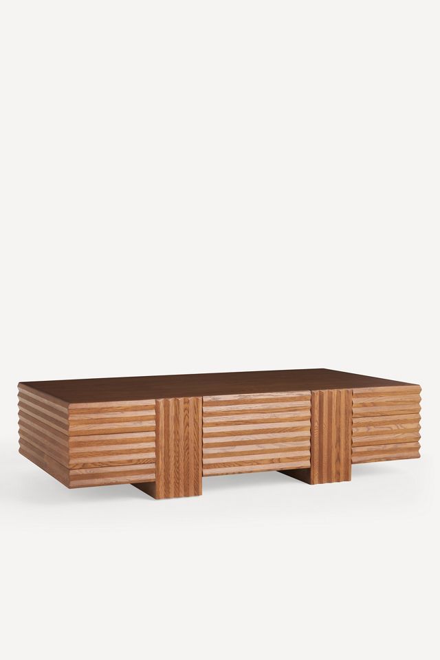 Omari Carved Oak 60" Storage Coffee Table #1