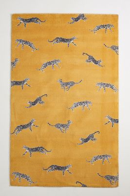 Anthropologie Cheetah Rug By  In Yellow Size 8 X 10