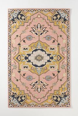 Anthropologie Tufted Caro Rug By  In Pink Size 2.5' X 12'