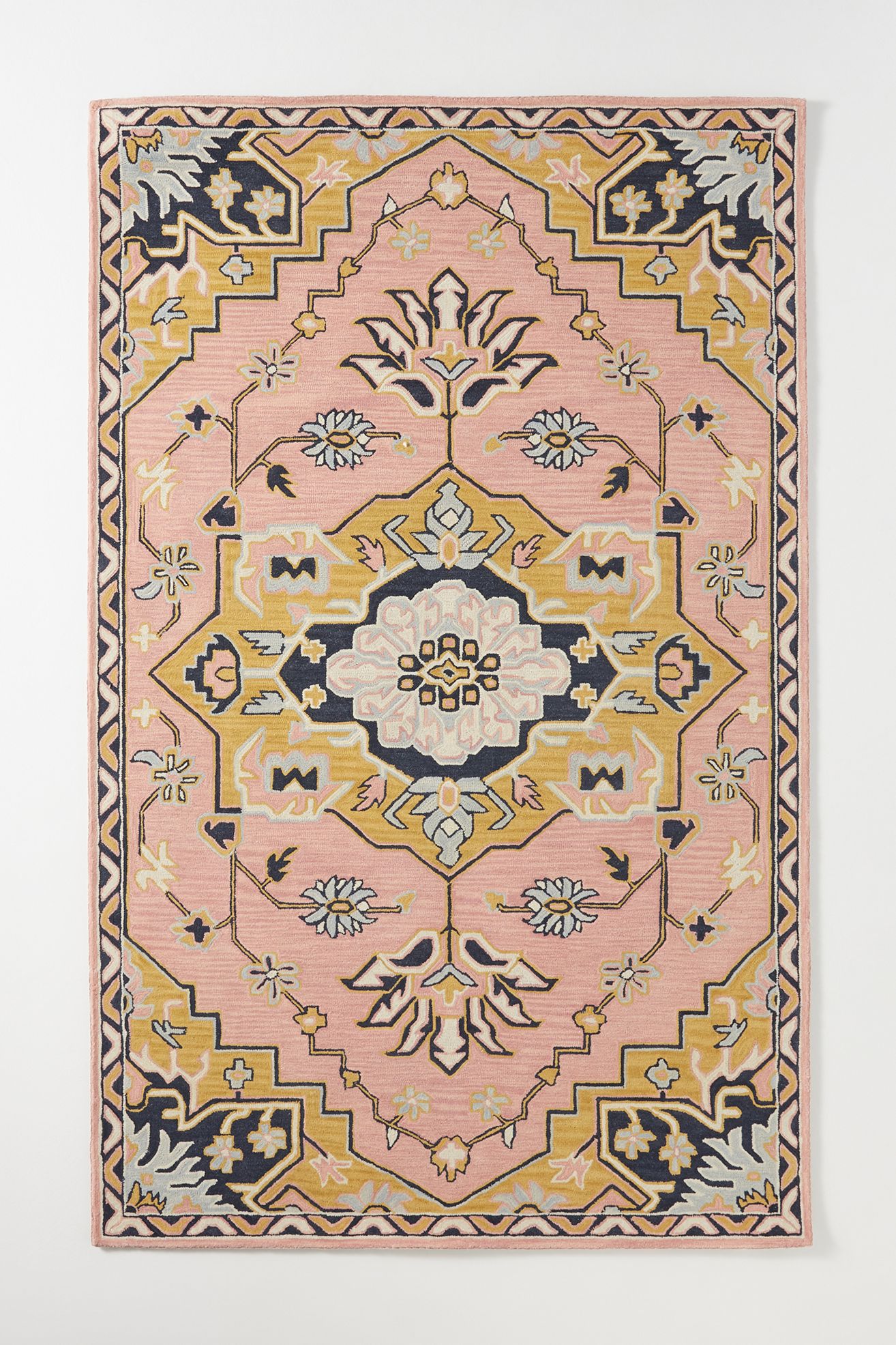 Caro Hand Tufted 100% Wool Rug - Pink, 5’ X 8’