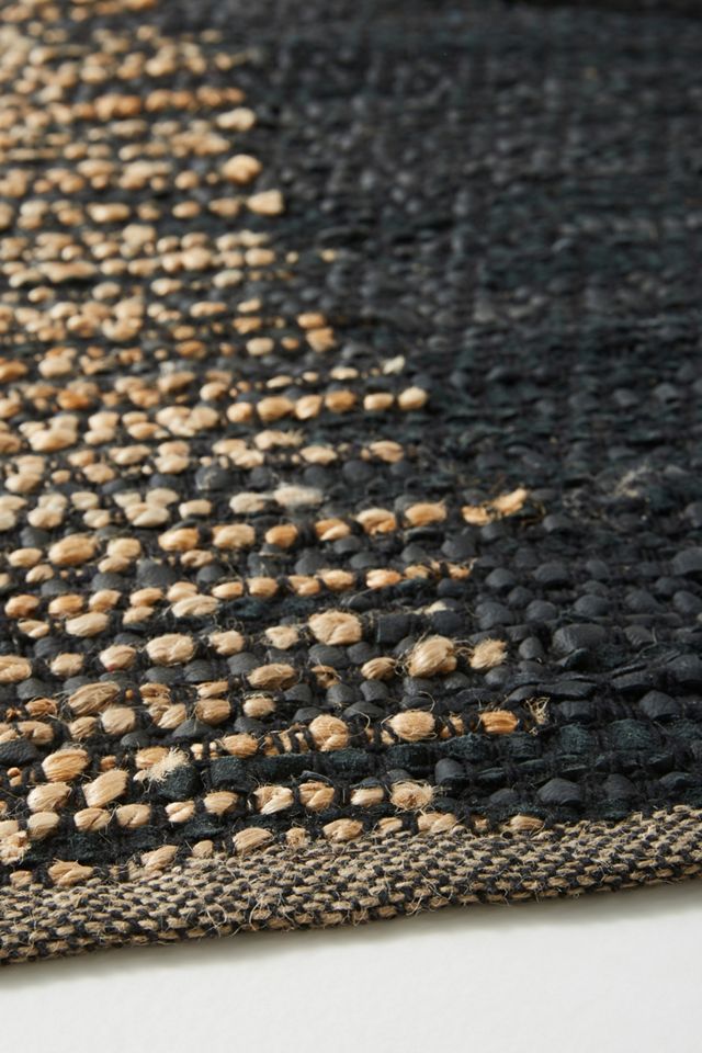Handwoven Leather & Jute Striped Rug #2