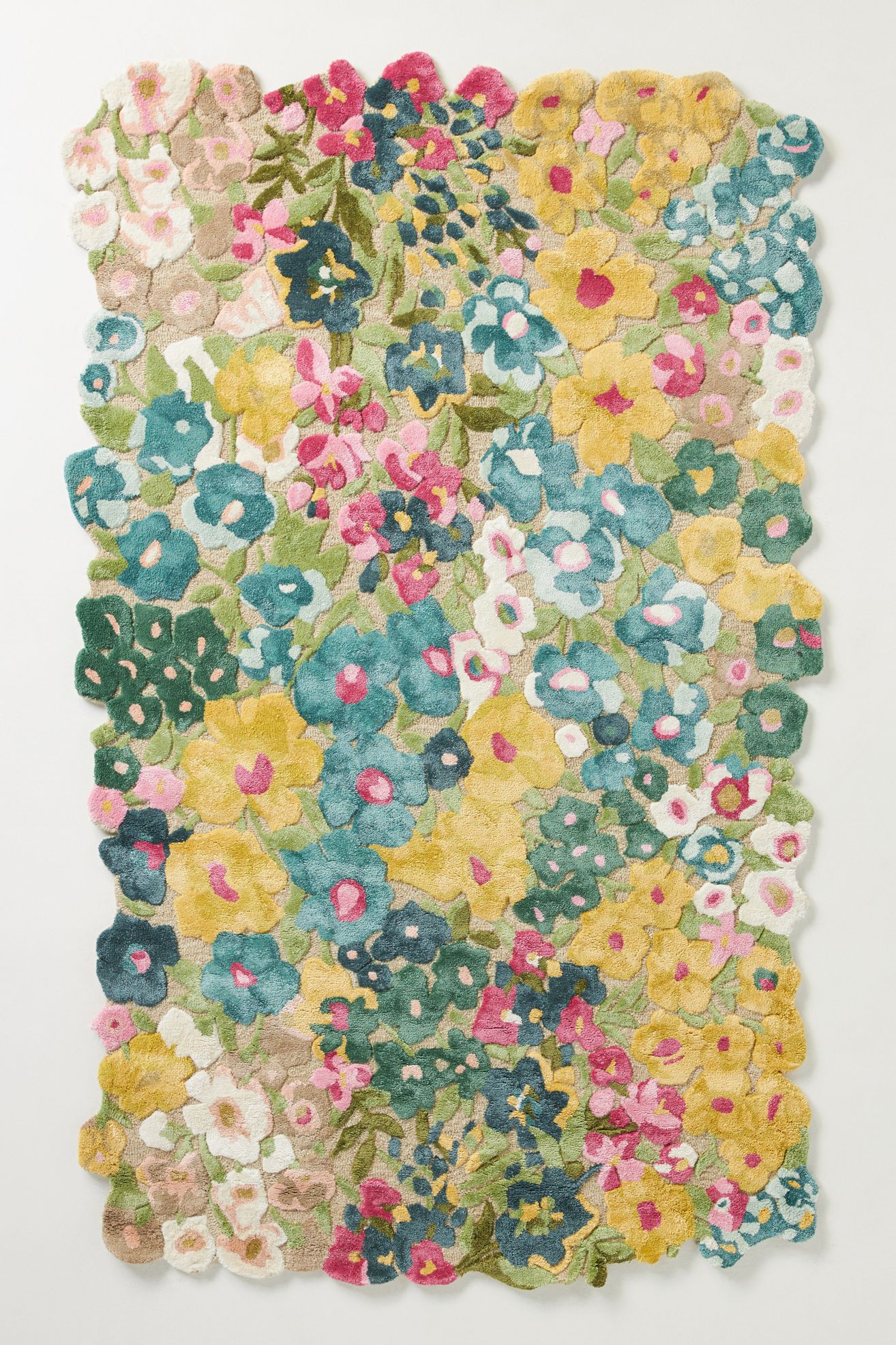 Cassia Hand Tufted Wool Blend Floral Rug - Yellow, 5’ X 8’