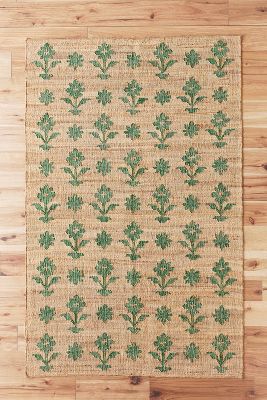 Anthropologie Handwoven Esme Rug By  In Green Size 3 X 5