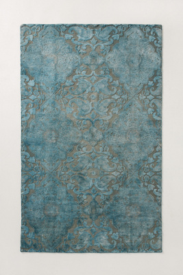 Anthropologie Hand-knotted Amore Rug By  In Blue Size 2.5x9