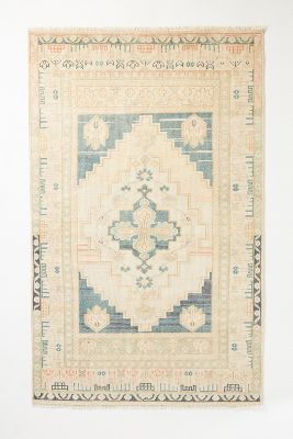 Anthropologie Hand-knotted Anadolu Rug By  In Blue Size Runner