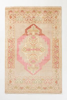 Anthropologie Hand-knotted Anadolu Rug By  In Pink Size 2.5x9