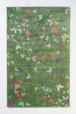 Anthropologie Mari Printed Butterflies Tufted Rug